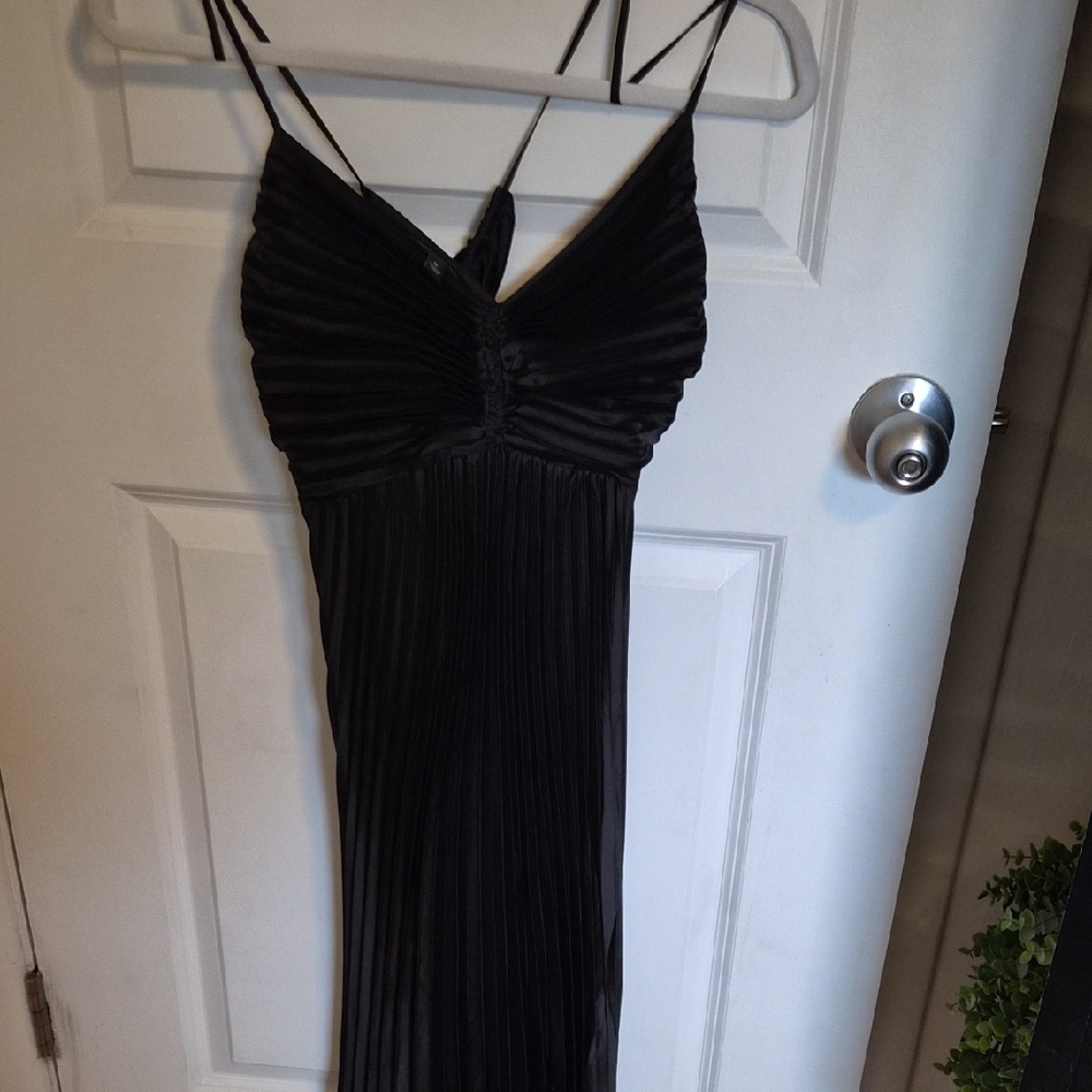 Banana Republic Black Strapless Pleated Maxi Dress